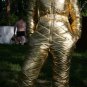 2 in 1 Mens Womens Silver Metallic Ski Suit Snow Suit Set Overall Outfit Sports