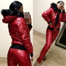 2 in 1 Winter Tracksuit Sport Suit Set Jacket Pants Trousers Glanznylon Anzug