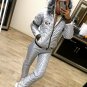 2 in 1 Winter Tracksuit Sport Suit Set Jacket Pants Trousers Glanznylon Anzug