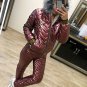 2 in 1 Winter Tracksuit Sport Suit Set Jacket Pants Trousers Glanznylon Anzug