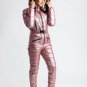 Winter Jumpsuit Sport Ski Suit Set Romper Warm Playsuit Fur Metallic Pink Blue