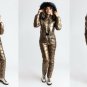 Winter Jumpsuit Sport Ski Suit Set Romper Warm Playsuit Fur Metallic Pink Blue