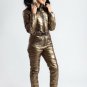 Winter Jumpsuit Sport Ski Suit Set Romper Warm Playsuit Fur Metallic Pink Blue