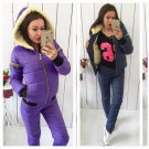 2 in 1 Winter Tracksuit Sport Suit Set Jacket Pants Trousers Ski Warm Nylon Woma