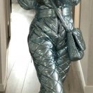 Man Woman Winter Ski Suit Overall Snow Silver Metallic Argentum Outwear Outfit