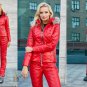 2 in 1 Winter Tracksuit Sport Suit Set Jacket High Waist Pants Trousers Warm Ski