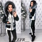 Womens Silver Tracksuit Sport Suit Set Vest Sweat Pants Trousers Outwear Outfit