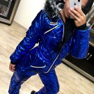 Dark Blue Metallic Womens Female Woman Sport Suit Snowboard Wet Overall Outwear