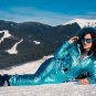 Light Blue Metallic Skianzug Womens Winter Warm Snow Suit Set Ski Glanz Nylon We