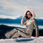 Light Blue Metallic Skianzug Womens Winter Warm Snow Suit Set Ski Glanz Nylon We