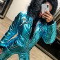 Blue Metallic Skisuit Snowsuit Ski Anzug Suit Shiny Glanz Nylon Jumpsuit Winter
