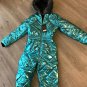 Blue Metallic Skisuit Snowsuit Ski Anzug Suit Shiny Glanz Nylon Jumpsuit Winter