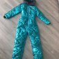 Blue Metallic Skisuit Snowsuit Ski Anzug Suit Shiny Glanz Nylon Jumpsuit Winter