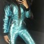 Blue Metallic Skisuit Snowsuit Ski Anzug Suit Shiny Glanz Nylon Jumpsuit Winter