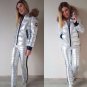 Silver Tracksuit Sport Suit Set Jacket Pants Skisuit Outwear Outfit Snowsuit Gol