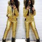 Silver Tracksuit Sport Suit Set Jacket Pants Skisuit Outwear Outfit Snowsuit Gol