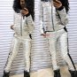 Silver Tracksuit Sport Suit Set Jacket Pants Skisuit Outwear Outfit Snowsuit Gol