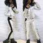 Silver Tracksuit Sport Suit Set Jacket Pants Skisuit Outwear Outfit Snowsuit Gol