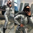 Winter Customized Jumpsuit Sport Ski Suit Set Romper Warm Playsuit Fur Silver