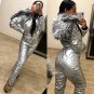 Winter Customized Jumpsuit Sport Ski Suit Set Romper Warm Playsuit Fur Silver