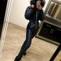 Black Shine Wet Look Ski Suit Snow Snowboard Sports Patent Glossy Shine Outwear