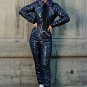 Black Shine Wet Look Ski Suit Snow Snowboard Sports Patent Glossy Shine Outwear