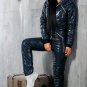 Black Shine Wet Look Ski Suit Snow Snowboard Sports Patent Glossy Shine Outwear