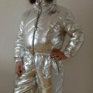 Man Woman Ski Suit Silver Metallic Overall Jumpsuit Balaklava Balaclava Outwear