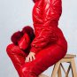 2 in 1 Mens Womens Winter Snow Suit Glanz Ski Nylon Anzug Shine Overall One Piec