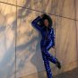 Mens Womens Customized Metallic Blue Winter Ski Suit Overall Jumpsuit Gloss Shin