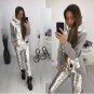 Woman Track Suit Winter Metallic Silver Pink Blue Black Grey Warm Sweat Pants