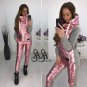 Woman Track Suit Winter Metallic Silver Pink Blue Black Grey Warm Sweat Pants
