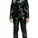 Woman Man Black Nylon Jumpsuit Shiny Wet Vinyl Gloss Ski Suit Sport Snow Overall