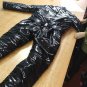 Woman Man Black Nylon Jumpsuit Shiny Wet Vinyl Gloss Ski Suit Sport Snow Overall