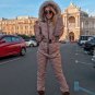 Winter Neon Yellow Outwear Overall Outfit Women Men Female Male Jumpsuit Warm Fu