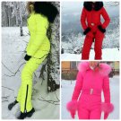 2 in 1 Mens Womens Winter Snow Suit Set Overall Outwear Ski Anzug Nylon Red Blac