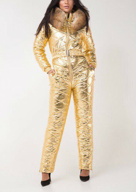 Gold Winter Overall Snowsuit Ski Suit Shine Nylon Gloss Anzug Glanznylon Golden