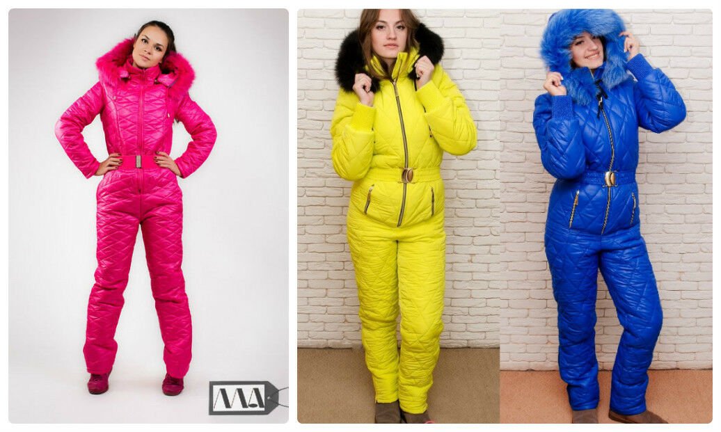 Winter Jumpsuit Sport Ski Suit Set Romper Warm Playsuit Fur Hot Pink Yellow Blue
