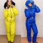 Winter Jumpsuit Sport Ski Suit Set Romper Warm Playsuit Fur Hot Pink Yellow Blue