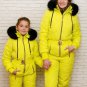 Winter Jumpsuit Sport Ski Suit Set Romper Warm Playsuit Fur Hot Pink Yellow Blue
