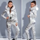 Man Woman Ski Snow Suit Nylon Metallic Silver Gold Waterproof Overall Plus Size