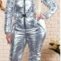 Man Woman Ski Snow Suit Nylon Metallic Silver Gold Waterproof Overall Plus Size