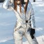 Man Woman Ski Snow Suit Nylon Metallic Silver Gold Waterproof Overall Plus Size