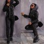 Glossy Black Customized Winter Ski Suit Overall Jumpsuit Outwear Outfit Male Fem