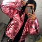 Mens Womens Metallic Jacket Silver Red Pink Gold Blue Winter Ski Nylon Glanz Glo