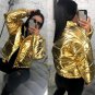 Mens Womens Metallic Jacket Silver Red Pink Gold Blue Winter Ski Nylon Glanz Glo