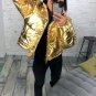 Mens Womens Metallic Jacket Silver Red Pink Gold Blue Winter Ski Nylon Glanz Glo