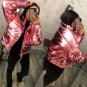 Mens Womens Metallic Jacket Silver Red Pink Gold Blue Winter Ski Nylon Glanz Glo