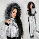 Womens Winter Jumpsuit Tracksuit Romper Overall Ski Sport Warm Playsuit Fur Pink