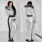 Womens Winter Jumpsuit Tracksuit Romper Overall Ski Sport Warm Playsuit Fur Pink